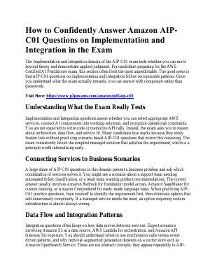 Proven Techniques for Tackling Amazon AIP-C01 Questions on Implementation and Integration in the Actual Exam
